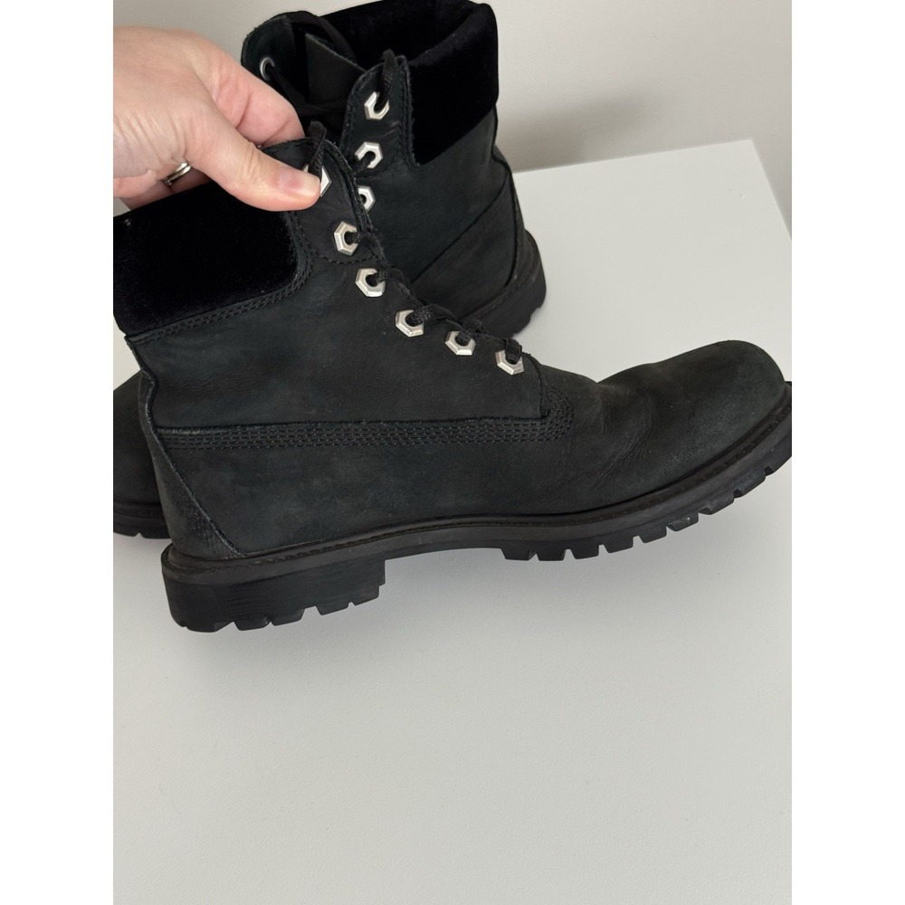 Timberland TB0A1KHH Women's Black Velvet Leather 6" Premium Collar Boot Sz 7 - Picture 7 of 10